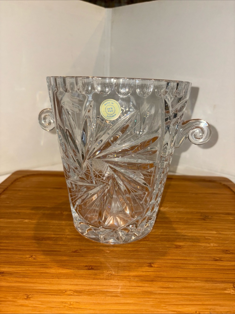 Clear Crystal Ice Champagne Bucket with Scroll Handles